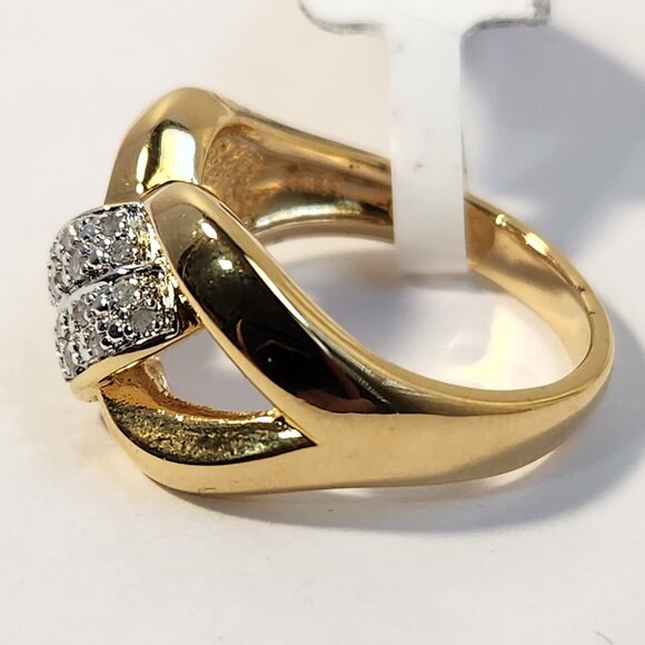 VTG NWT 5.46g .10ctw Diamond Round Baguette Style 18K Yellow Gold Over Ring Sz 7 - Picture 5 of 10